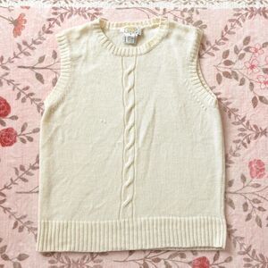 Talbots Women's Cream and White Vest